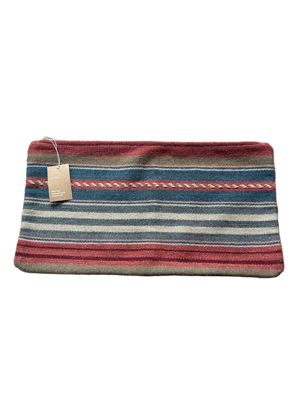 West Elm handwoven varied stripe wool and cotton pillow case NWT.